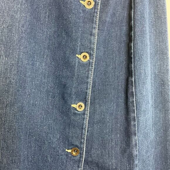 Wrangler Juniors Size 11 Button Front Denim Jean Midi Skirt Blue Dark Wash - Picture 3 of 11
